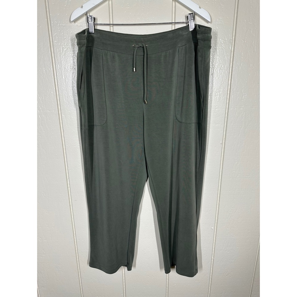 Chico's Pants Womens 3R Green Zenergy Crop Drawstring Athleisure Lounge 7545